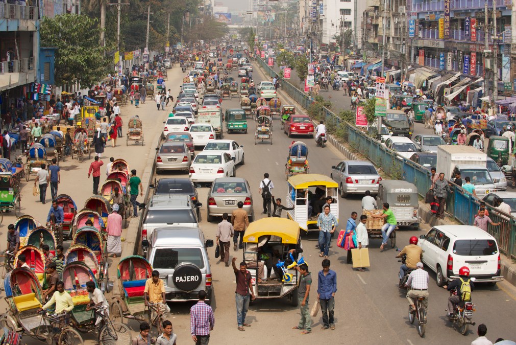 Dhaka, Bangladesh - Busy traffic at the central part of the city on Feb. 22, 2014 in Dhaka, Bangladesh.