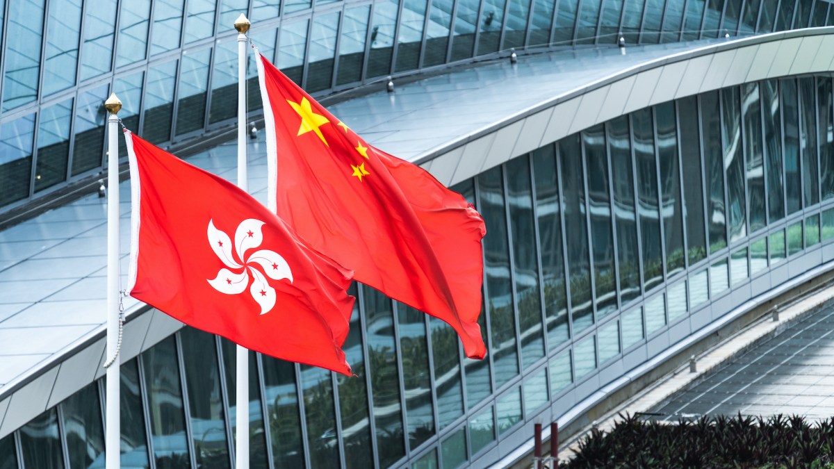 Hong Kong and mainland China national flags