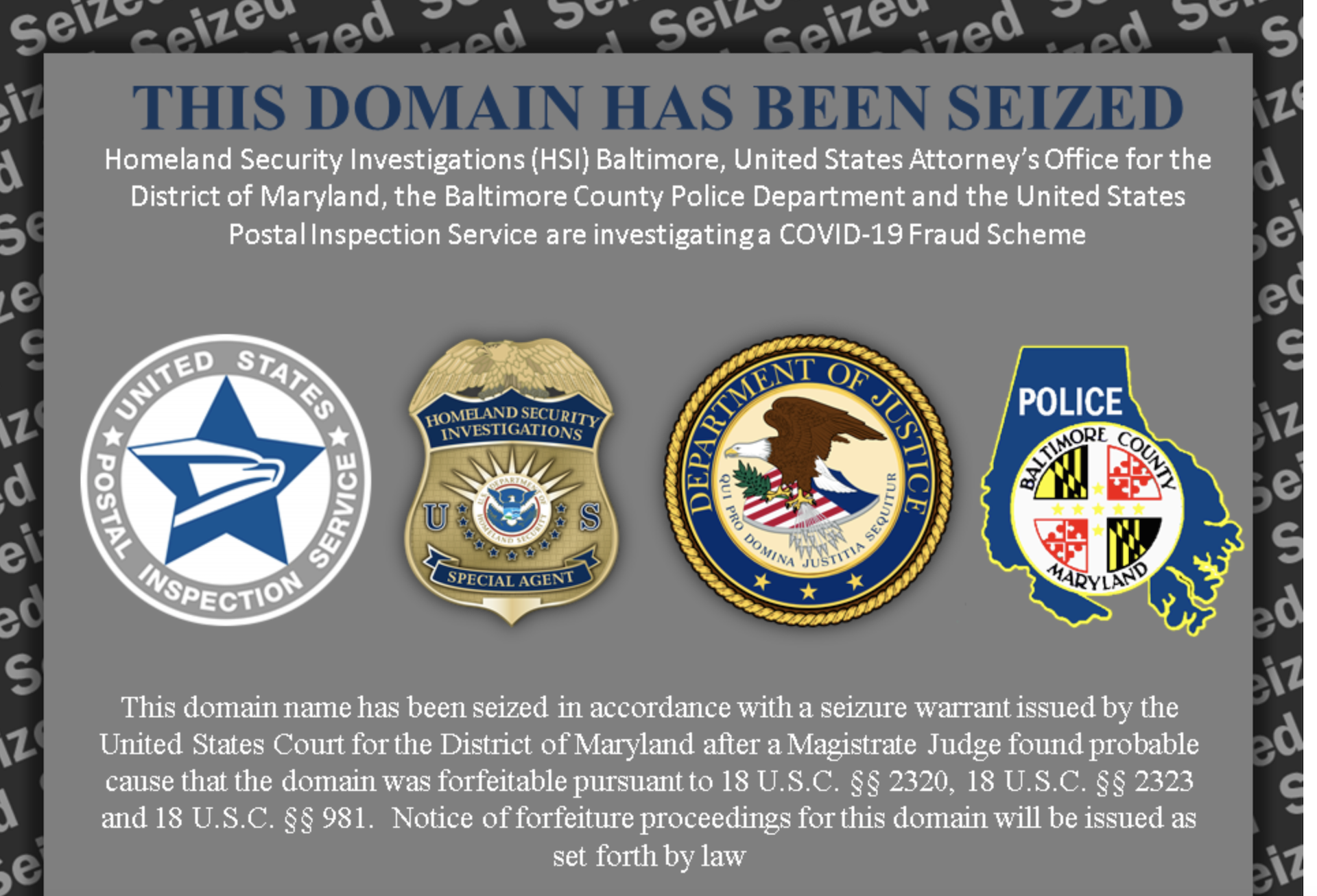 Domain Seized by Law Enforcement