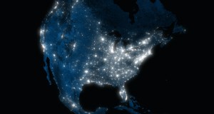 North American electrical grid at night
