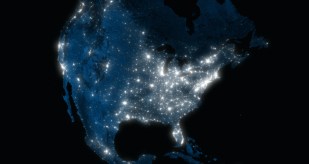 North American electrical grid at night