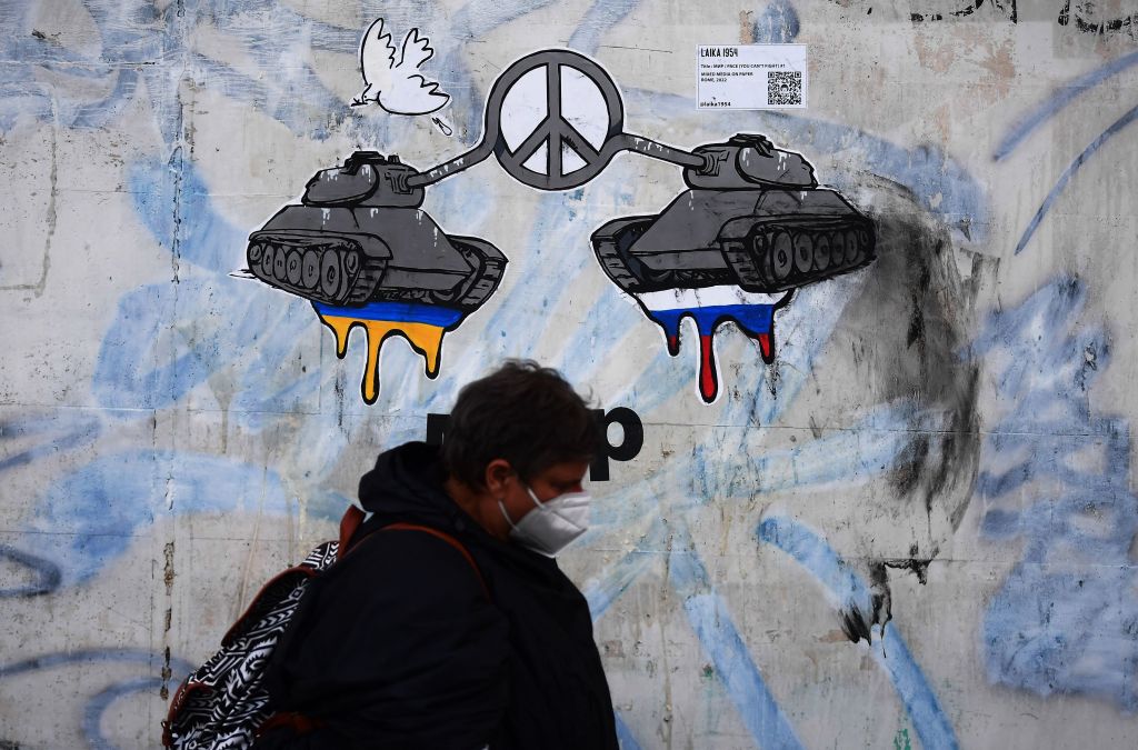 Ukraine, Russia conflict; Rome, Italy street art