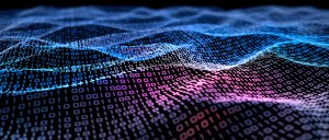 Binary code depicted in waves.