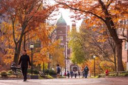 Locust Walk with students in fall at University of Pennsylvania in Philadelphia. (Jumping Rocks/Universal Images Group via Getty Images)