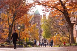 Locust Walk with students in fall at University of Pennsylvania in Philadelphia. (Jumping Rocks/Universal Images Group via Getty Images)