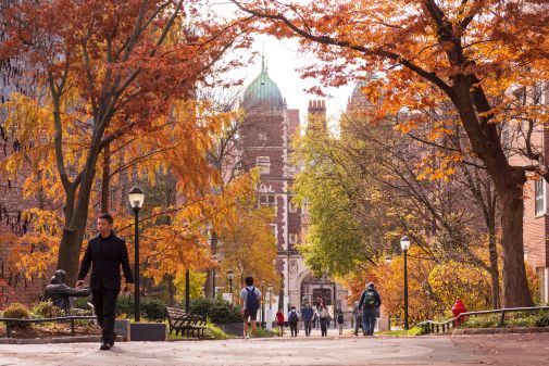 Locust Walk with students in fall at University of Pennsylvania in Philadelphia. (Jumping Rocks/Universal Images Group via Getty Images)