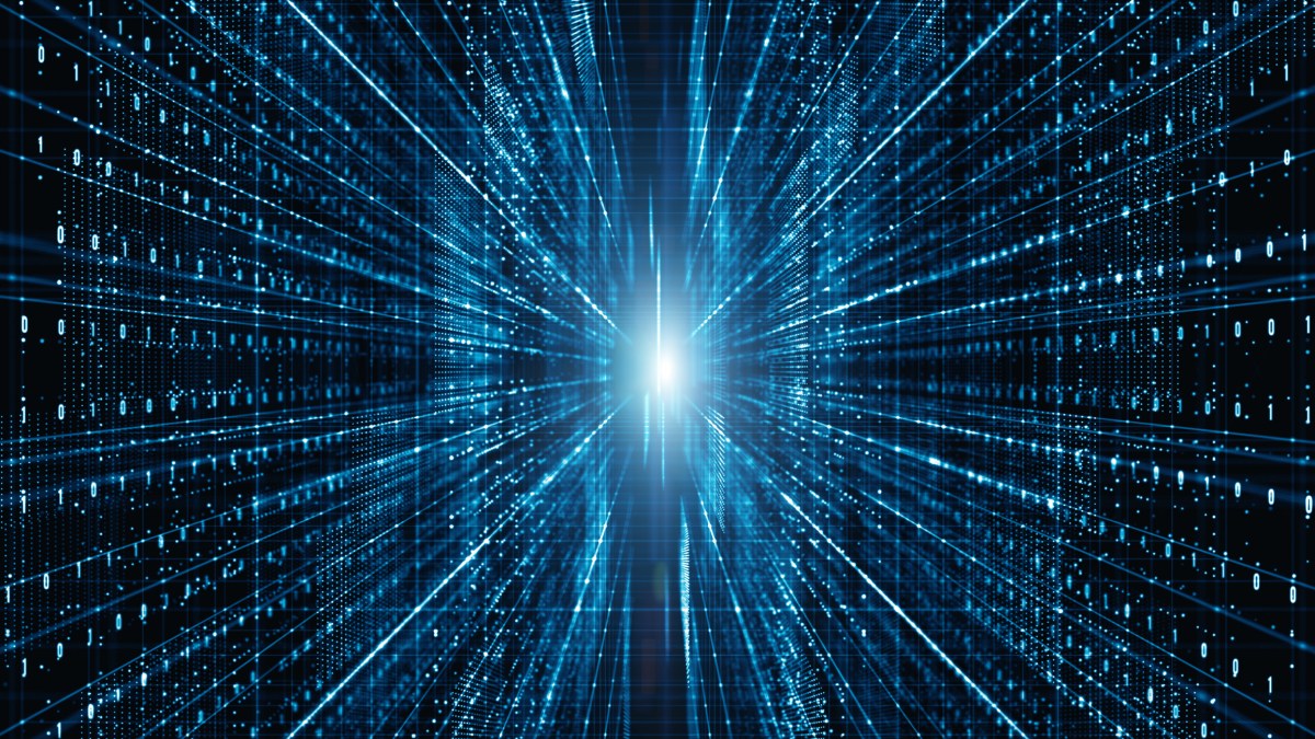 Abstract digital data and code matrix.