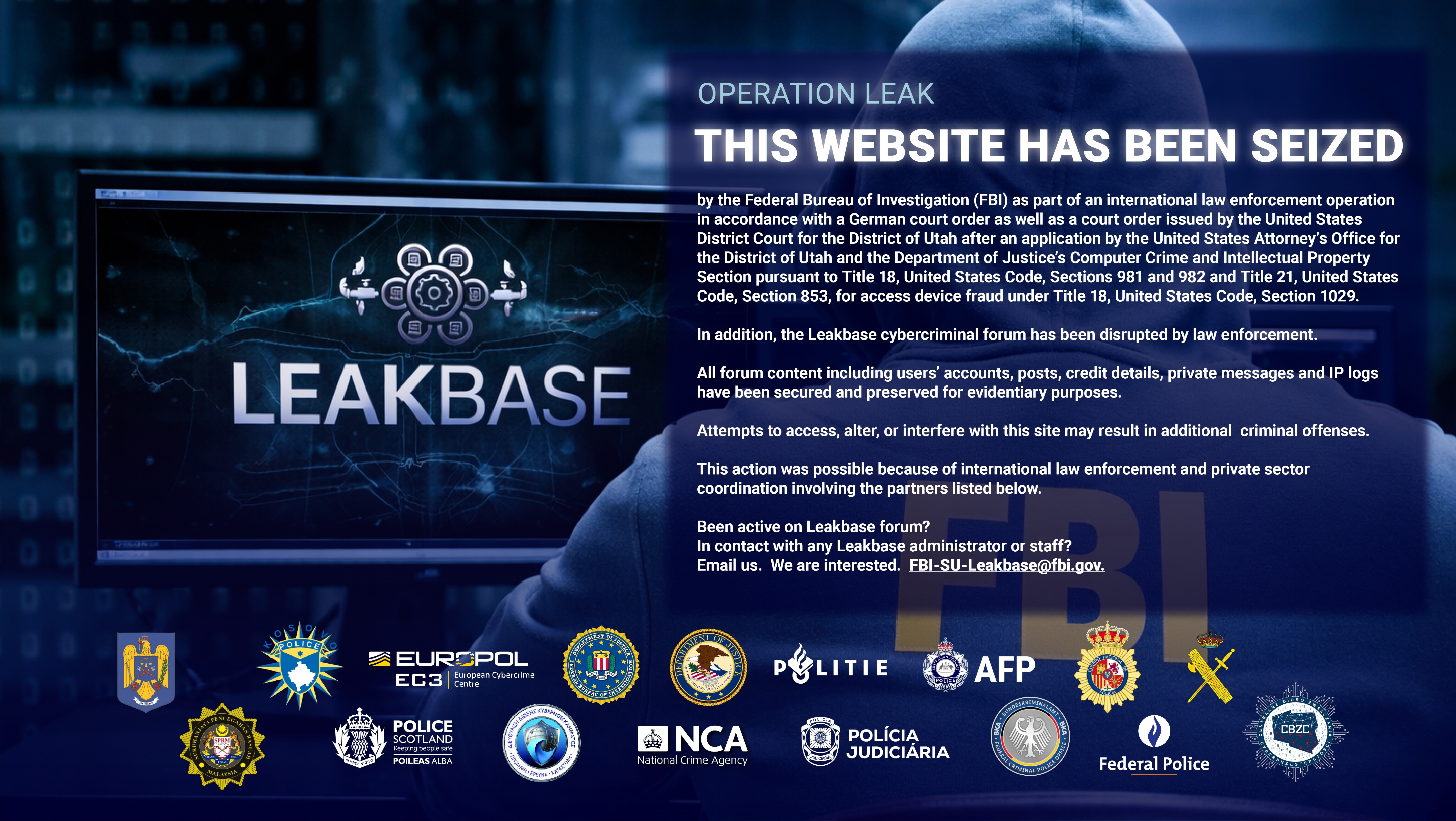 14国联手端掉 LeakBase:全球大型网络犯罪论坛被查封,相关人员被捕