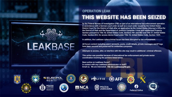 Authorities shut down LeakBase and seized its database and domains. A seizure notice is displayed on the site March 4, 2026. (Department of Justice)